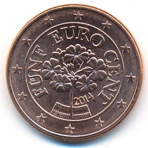 Австрия, 5 евроцентов (2014 г.)