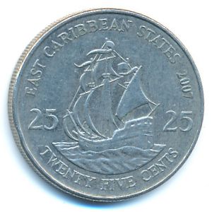 Восточные Карибы, 25 центов (2007 г.)