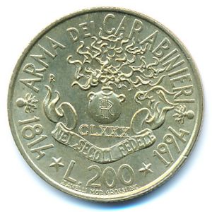 Италия, 200 лир (1994 г.)