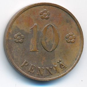 Finland, 10 pennia, 1939