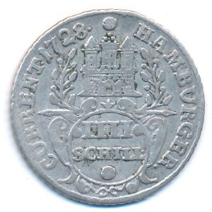 Гамбург, 4 шиллинга (1728 г.)