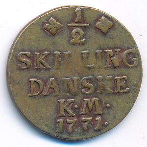 Denmark, 1/2 skilling, 1771