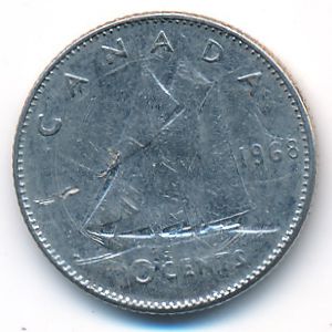 Канада, 10 центов (1968 г.)