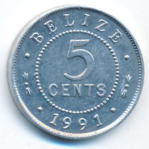 Belize, 5 cents, 1991