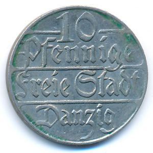 Danzig, 10 pfennig, 1923
