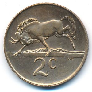 South Africa, 2 cents, 1990