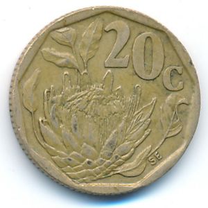 South Africa, 20 cents, 1992