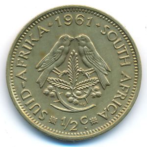 South Africa, 1/2 cent, 1961