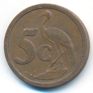 South Africa, 5 cents, 1990