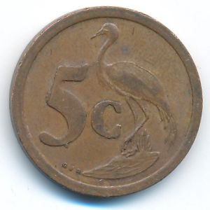 South Africa, 5 cents, 1990