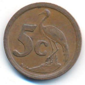 South Africa, 5 cents, 1992