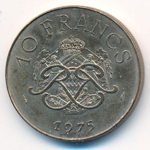 Monaco, 10 francs, 1975