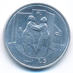 San Marino, 5 lire, 1976