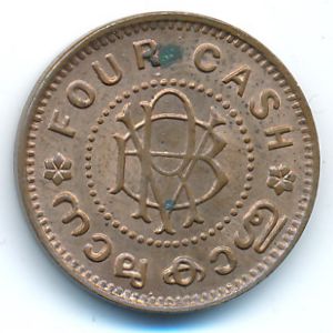 Траванкор, 4 кэш (1906 г.)