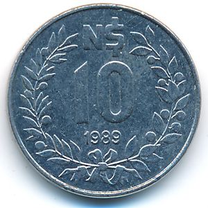 Уругвай, 10 новых песо (1989 г.)