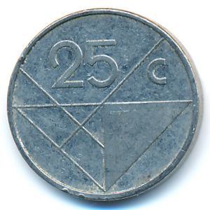 Aruba, 25 cents, 1986