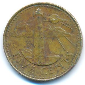 Barbados, 5 cents, 1989
