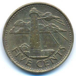 Barbados, 5 cents, 2008