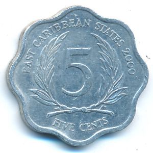 Восточные Карибы, 5 центов (2000 г.)