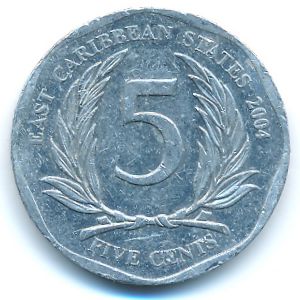 Восточные Карибы, 5 центов (2004 г.)