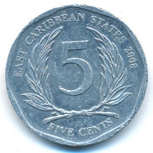 East Caribbean States, 5 cents, 2008