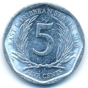 Восточные Карибы, 5 центов (2010 г.)