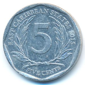 East Caribbean States, 5 cents, 2015