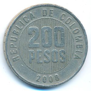 Колумбия, 200 песо (2008 г.)