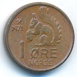 Норвегия, 1 эре (1971 г.)