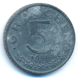 Austria, 5 groschen, 1968