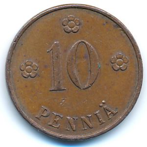 Finland, 10 pennia, 1928