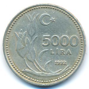 Турция, 5000 лир (1992 г.)