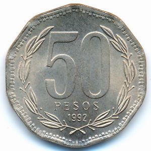 Чили, 50 песо (1992 г.)