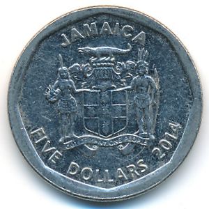 Jamaica, 5 dollars, 2014