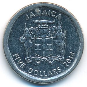 Jamaica, 5 dollars, 2014