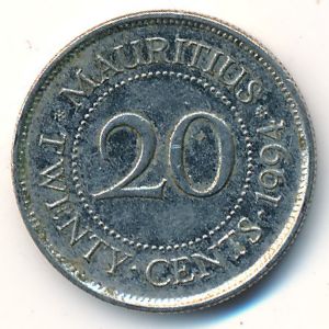 Mauritius, 20 cents, 1994