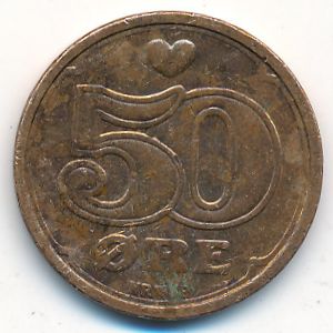 Denmark, 50 ore, 1989