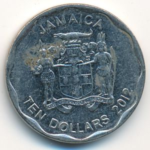 Jamaica, 10 dollars, 2012