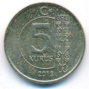Turkey, 5 kurus, 2013