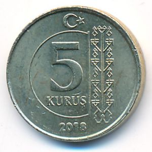 Turkey, 5 kurus, 2018