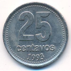 Аргентина, 25 сентаво (1993 г.)