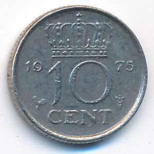 Нидерланды, 10 центов (1975 г.)