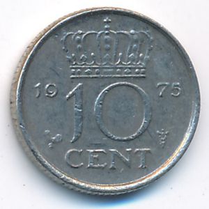 Netherlands, 10 cents, 1975