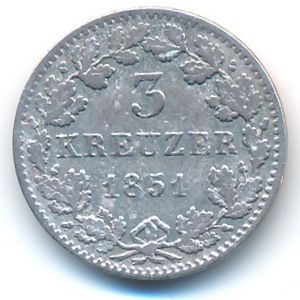 Бавария, 3 крейцера (1851 г.)