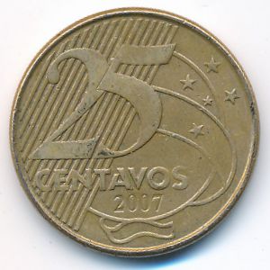 Brazil, 25 centavos, 2007