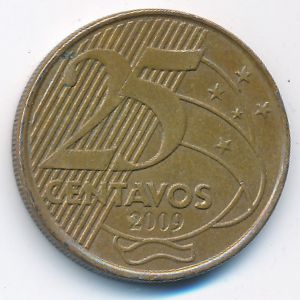 Brazil, 25 centavos, 2009