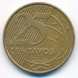 Brazil, 25 centavos, 2009