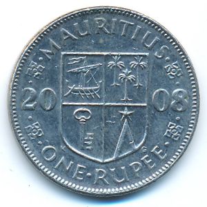 Mauritius, 1 rupee, 2008