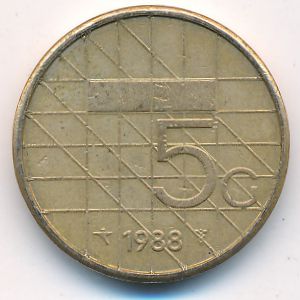 Netherlands, 5 gulden, 1988