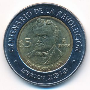Mexico, 5 pesos, 2008